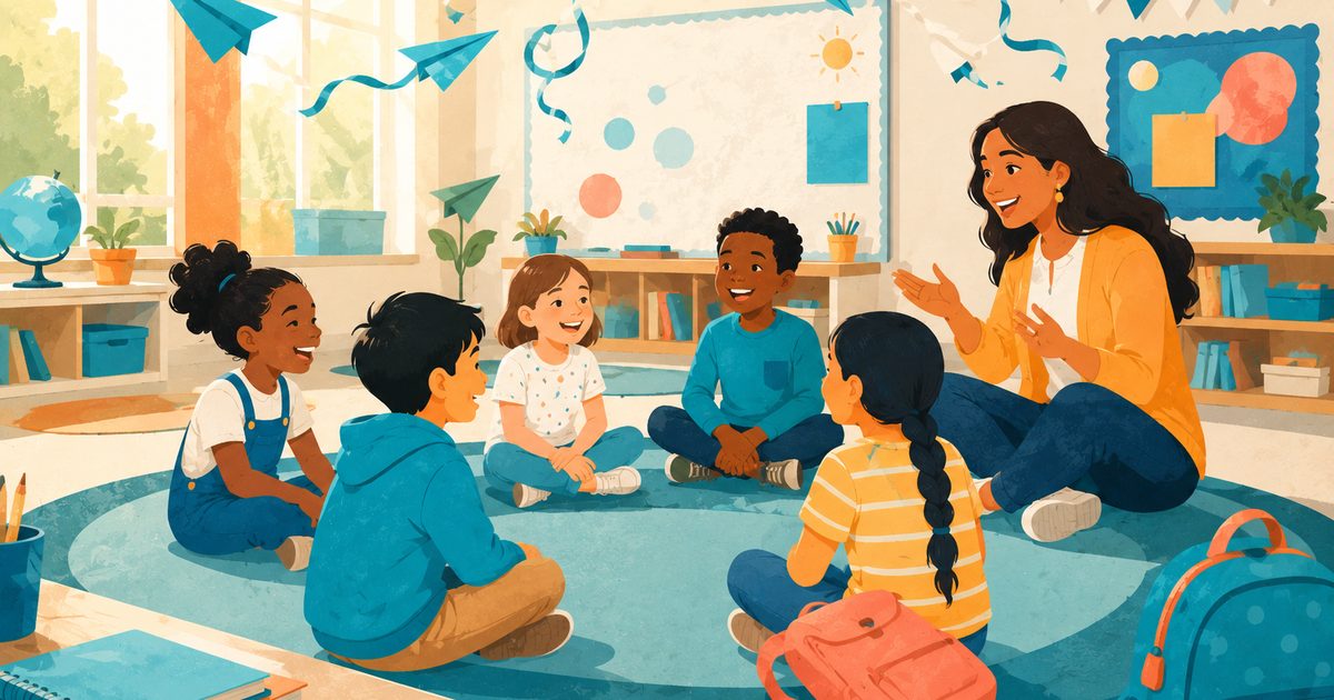 Students participating in a first week of school activity together