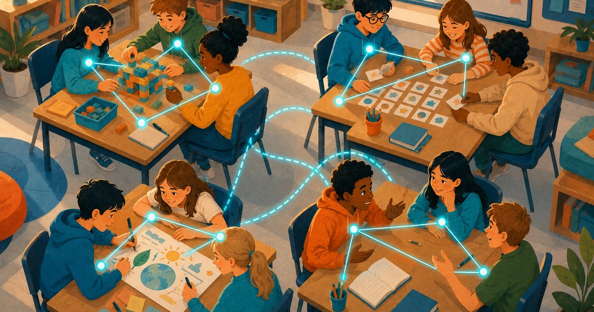 Students collaborating in a small group activity